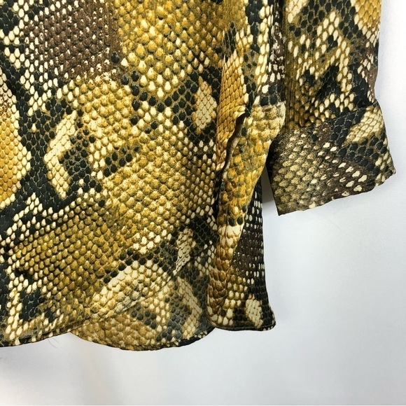 Zara Brown & Yellow Snake Print Long Sleeve Button Down XS/S - Picture 5 of 5